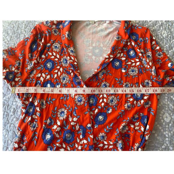 Boden Lavinia Jersey True Wrap Dress Red-Orange Papaya Wildflower Print Size 16 - Picture 11 of 13